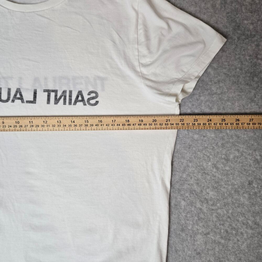 Saint Laurent Mirror Logo Reverse Logo Women's T-Shirt - Size L - Picture 2 of 6